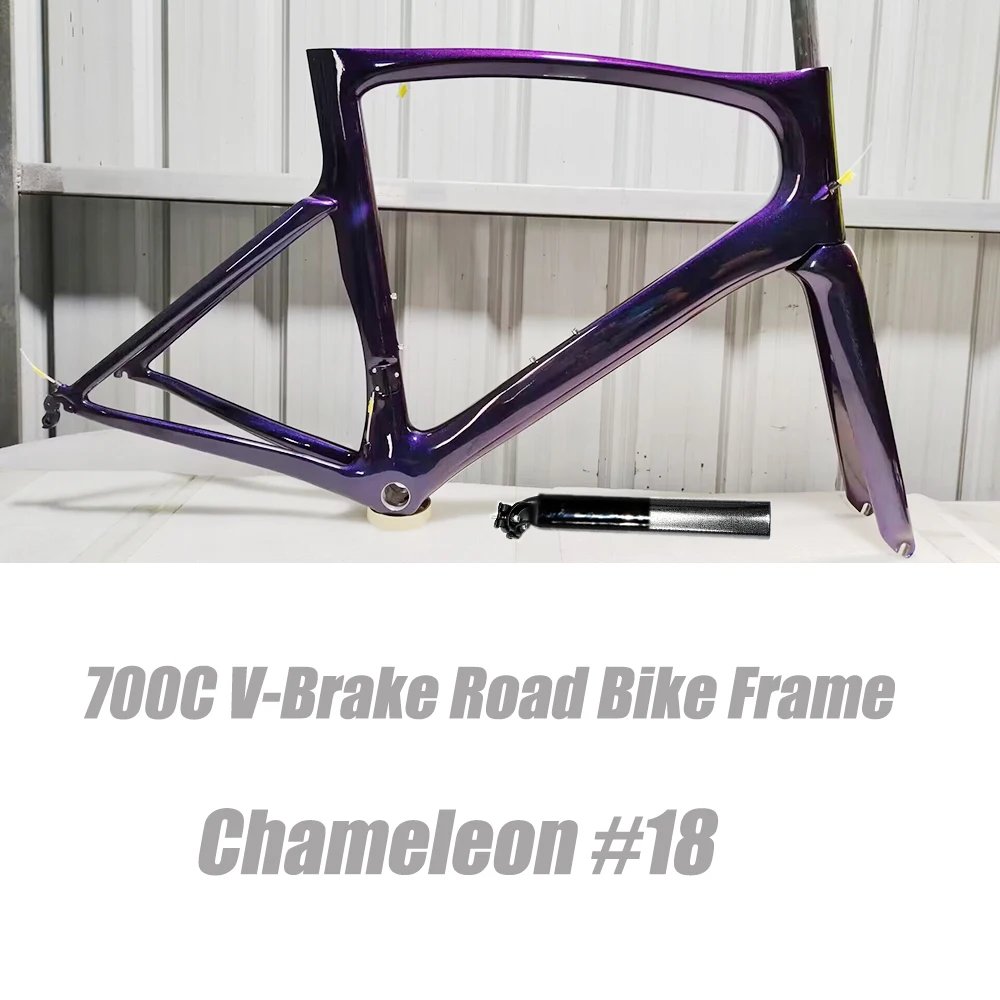 

CECCOTTI RF09 model Chameleon Color Road Bike Frame, V Brake Bicycle Frameset Fit 700C wheels and 28mm tires road Frame Carbon