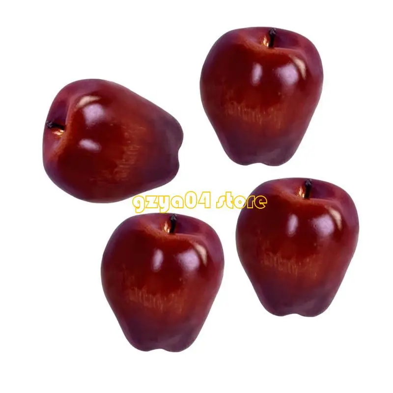 K3KD 4Pieces Bright Color Faux Apples Ornament Decorative Artificial Red Apples Great For Photography And Event Styling