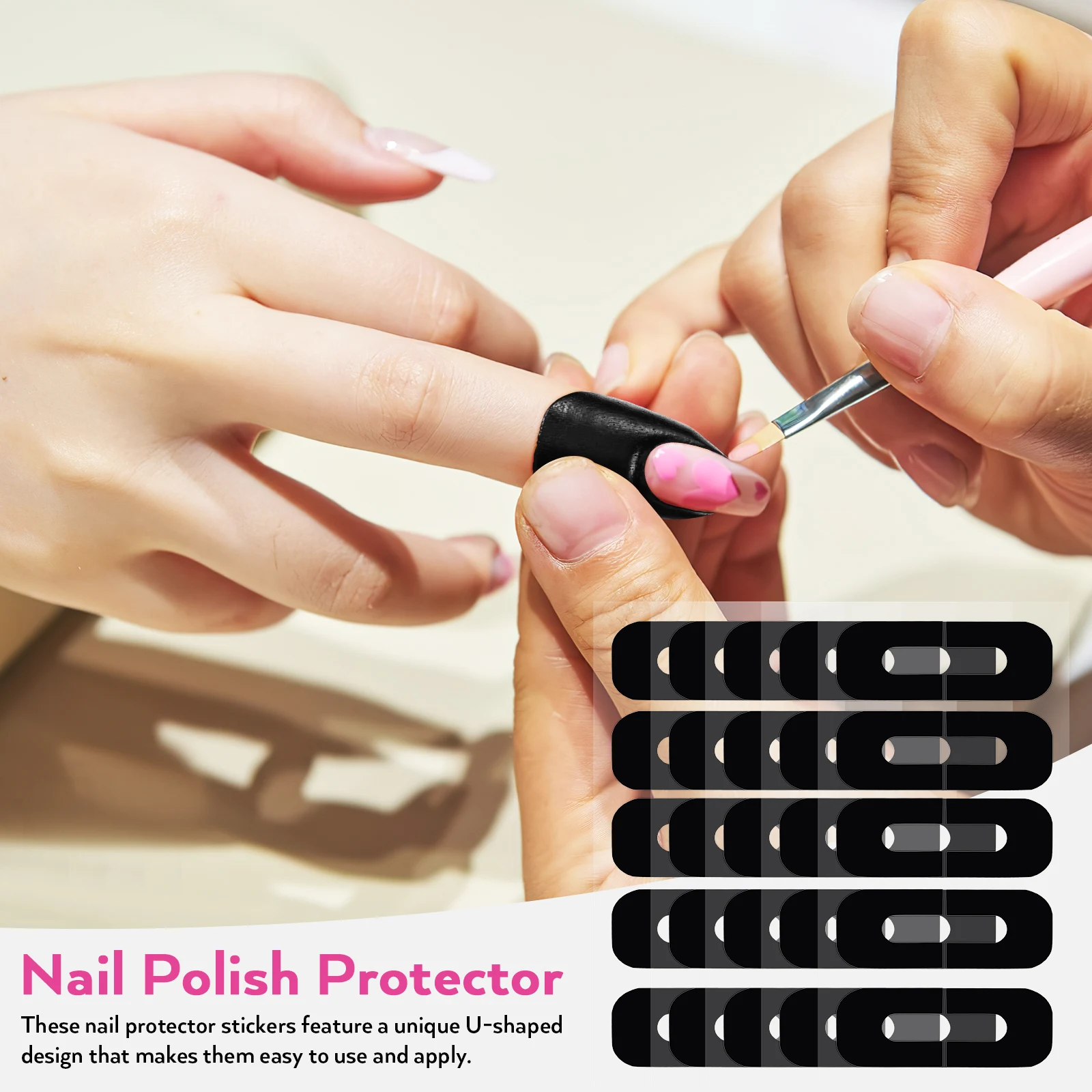 

Protectors Stickers Finger Polish Guard U Shape Silicone Nail Stickers Non Slip Nail Polish Guards For Fingers Black