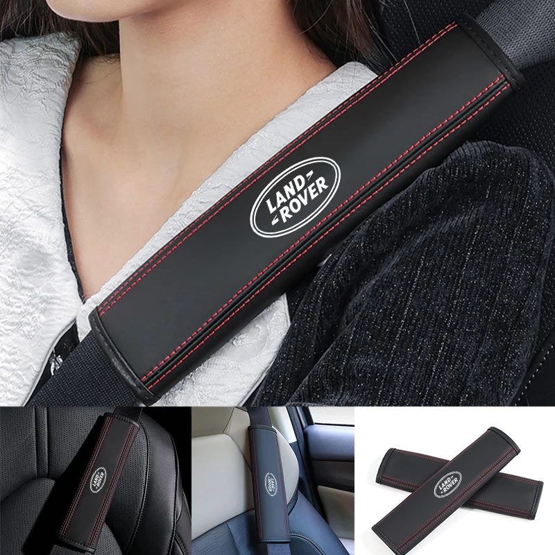 Car seat belt Nappa leather Shoulder Protector Safety Belt 2pcs For Land Rover Sport Range Rover Velar Evoque Car Accessories