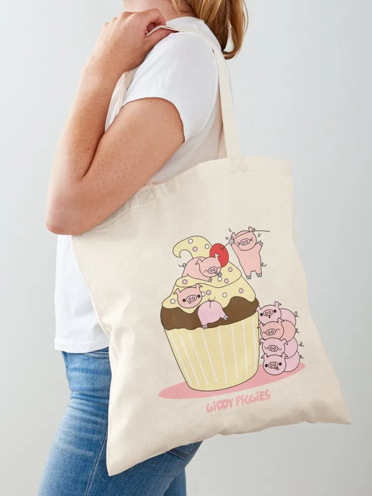 Cupcake Giddy Piggies Tote Bag supermarket folding bag Custom bag Canvas for women Canvas Tote