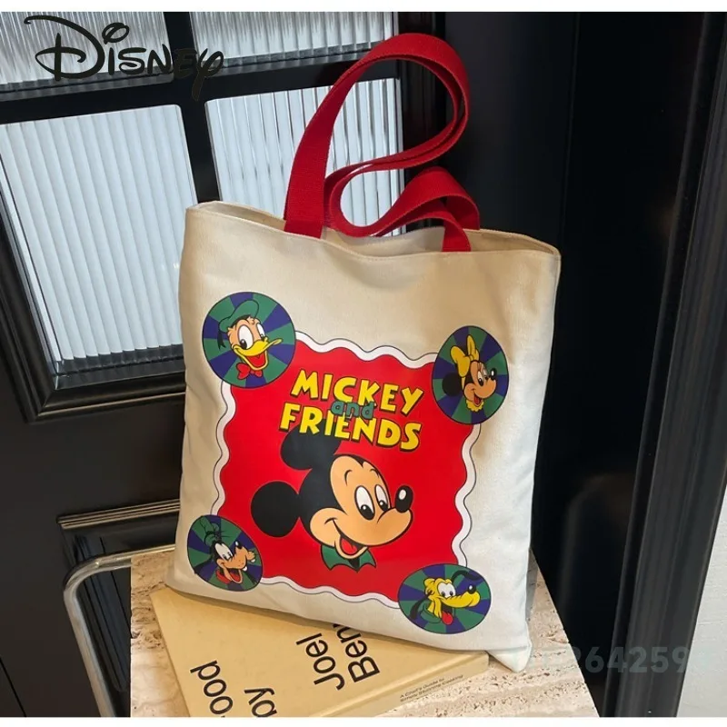 Disney 2024 New Women's Handbag Fashionable High Quality Canvas Women's Shoulder Bag Cartoon Lightweight Women's Shopping Bag