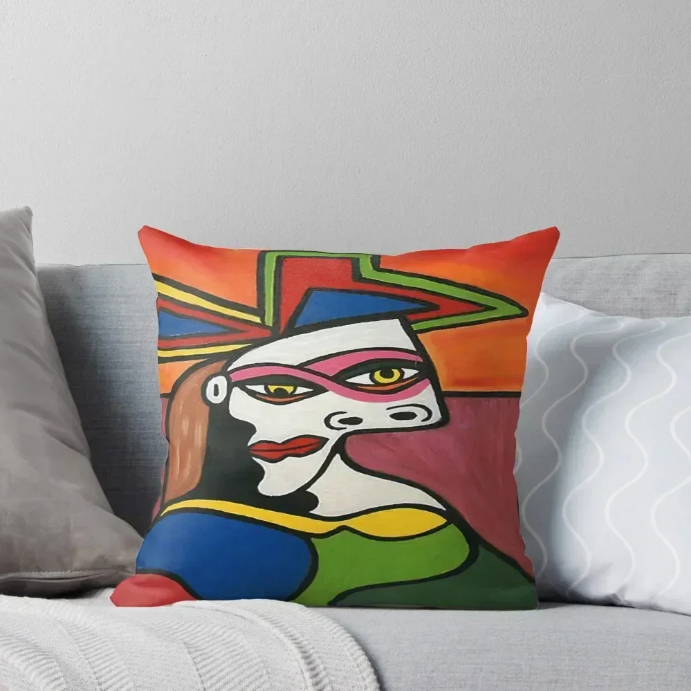 

Funky Art Lady with Hat Throw Pillow pillow pillowcase Pillowcase pillow