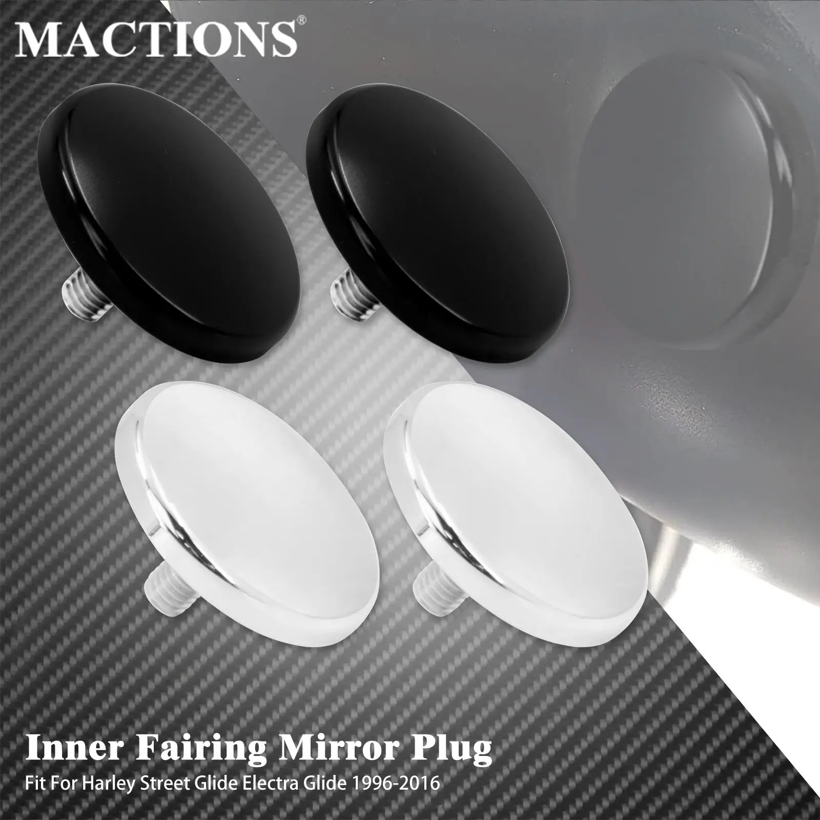 2xMotorcycle Choppers Inner Fairing Mirror Plugs Black/Chrome For Harley Touring Electra Street Glide FLHX Batwing 1996-2016 Tri