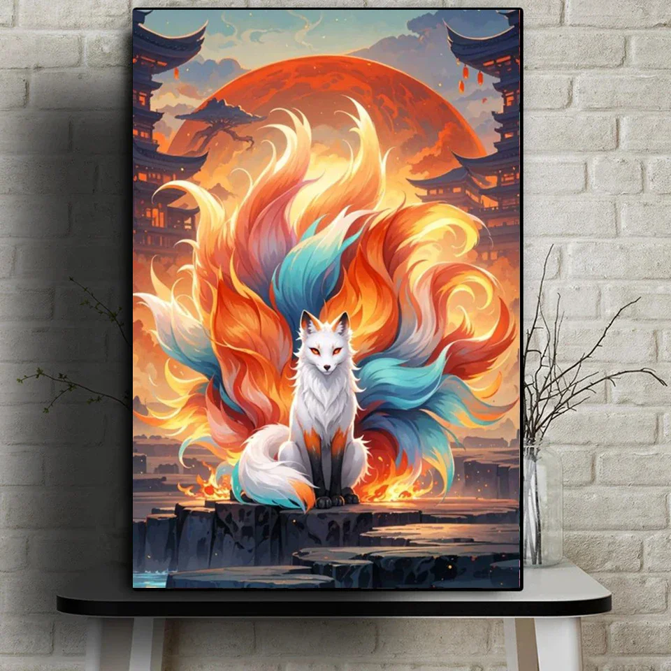 Diamond Art Painting New Arrival Fantastic Colorful Nine Tailed Fox Diamond Mosaic Full Sqaure/Round Cross Stitch Home Decor