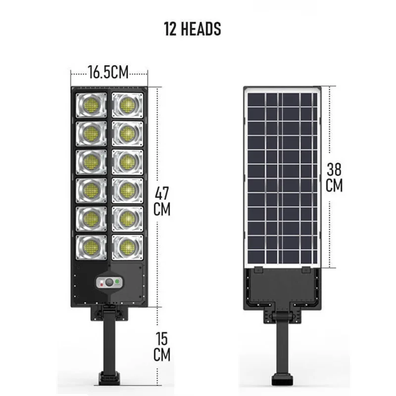 3 Modes LED Solar Panel Street Light Outdoor Garden Lamp Waterproof Lighting System Remote Control Super Bright Motion Sensor