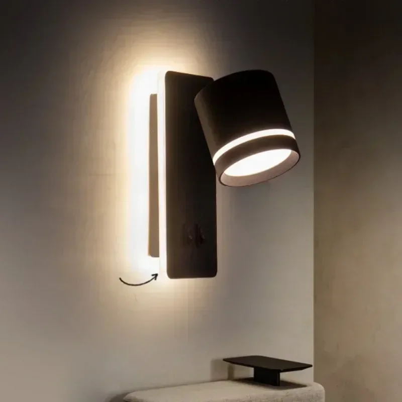 

Настенный светильник для отеля, спальни, изголовья кровати, Скандинавский современный простой минимализм, креативный вращающийся светильник для чтения, балкона, коридора, строгие светильники