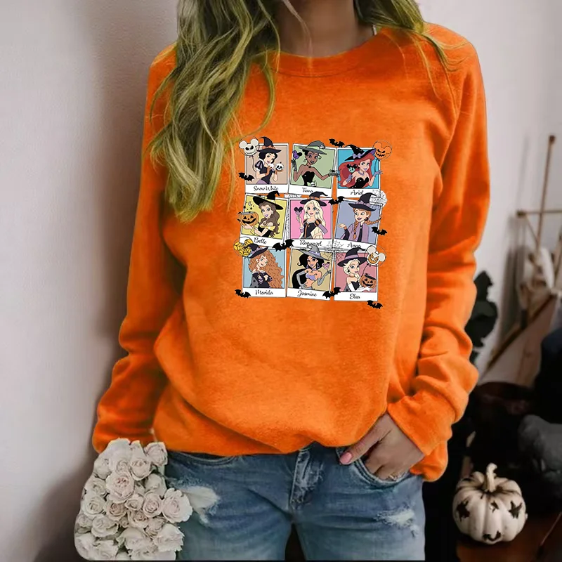 

Новый женский свитшот «Жуткая принцесса», осенний пуловер с длинными рукавами и круглым вырезом, костюм на Хэллоуин, топы