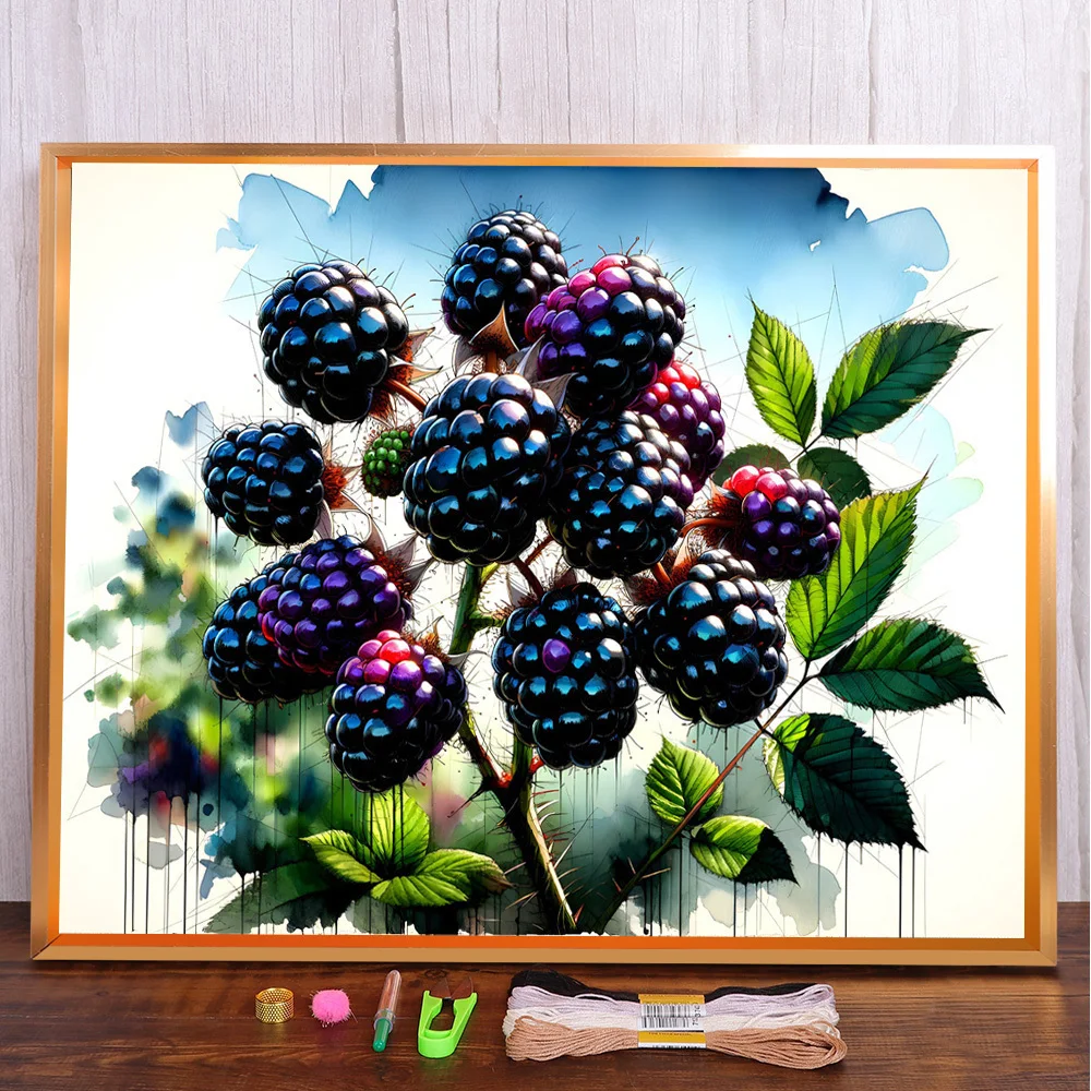 Fruit Raspberry Printed Canvas Cross Stitch Patterns DIY Embroidery Craft Painting Handiwork Knitting Different Room Decor Gift