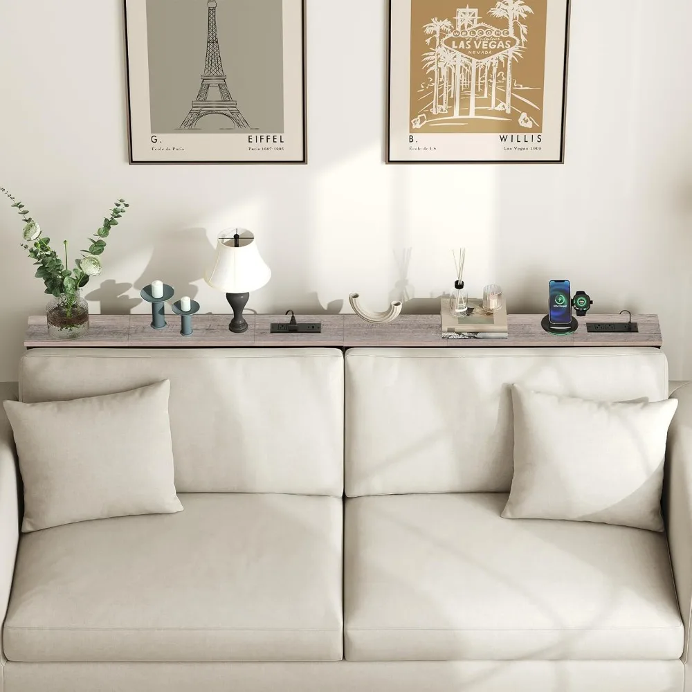 طاولة كونسول رفيعة 39.4 مع منافذ، وطاولة جانبية للأريكة موفرة للمساحة 5.9، وأثاث مدمج للمدخل