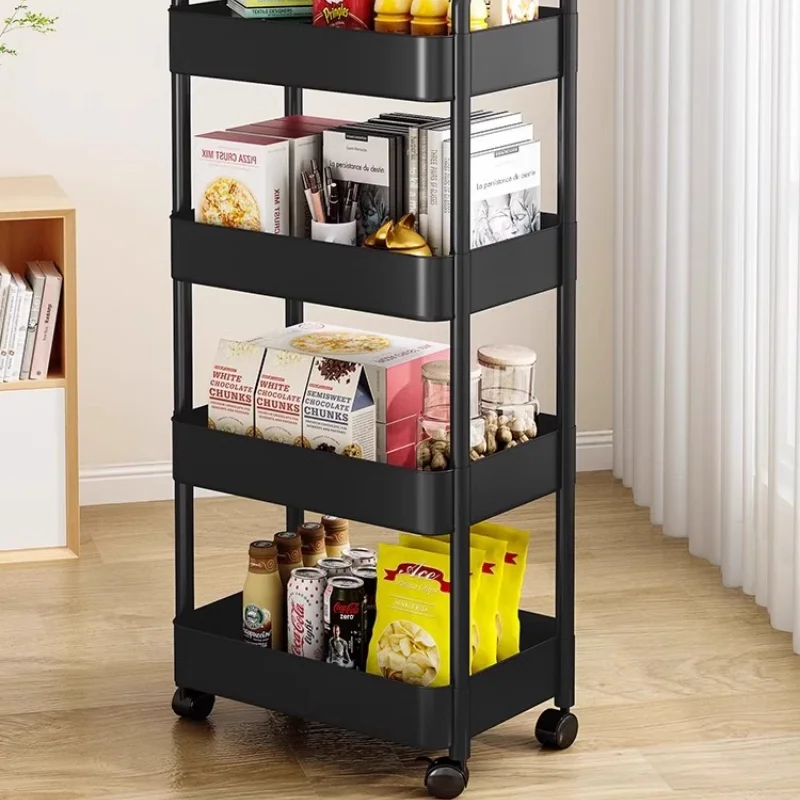 3/4 Tier Rolling Cart Storage Shelf Large Capacity Movable Gap Storage Rack Kitchen Bathroom Organizer Snack Cosmetic Holder