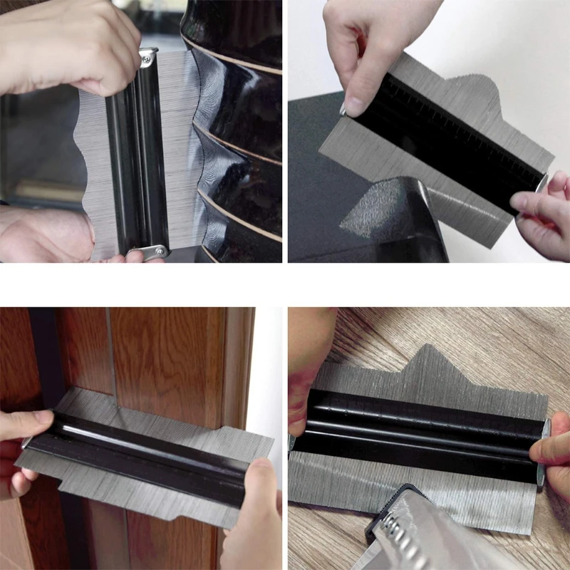Imagem -06 - Duplicde Contorno Multifuncional Medidor de Metal Polegadas para Perfil de Forma Ferramenta de Precisão Cor Preta m