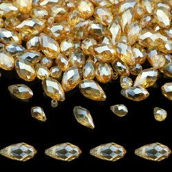 5/6/8mm Teardrop Austrian Crystal Champagne Color AB Colorful Spacer Loose Beads For Jewelry DIY Earrings Bracelets Accessories
