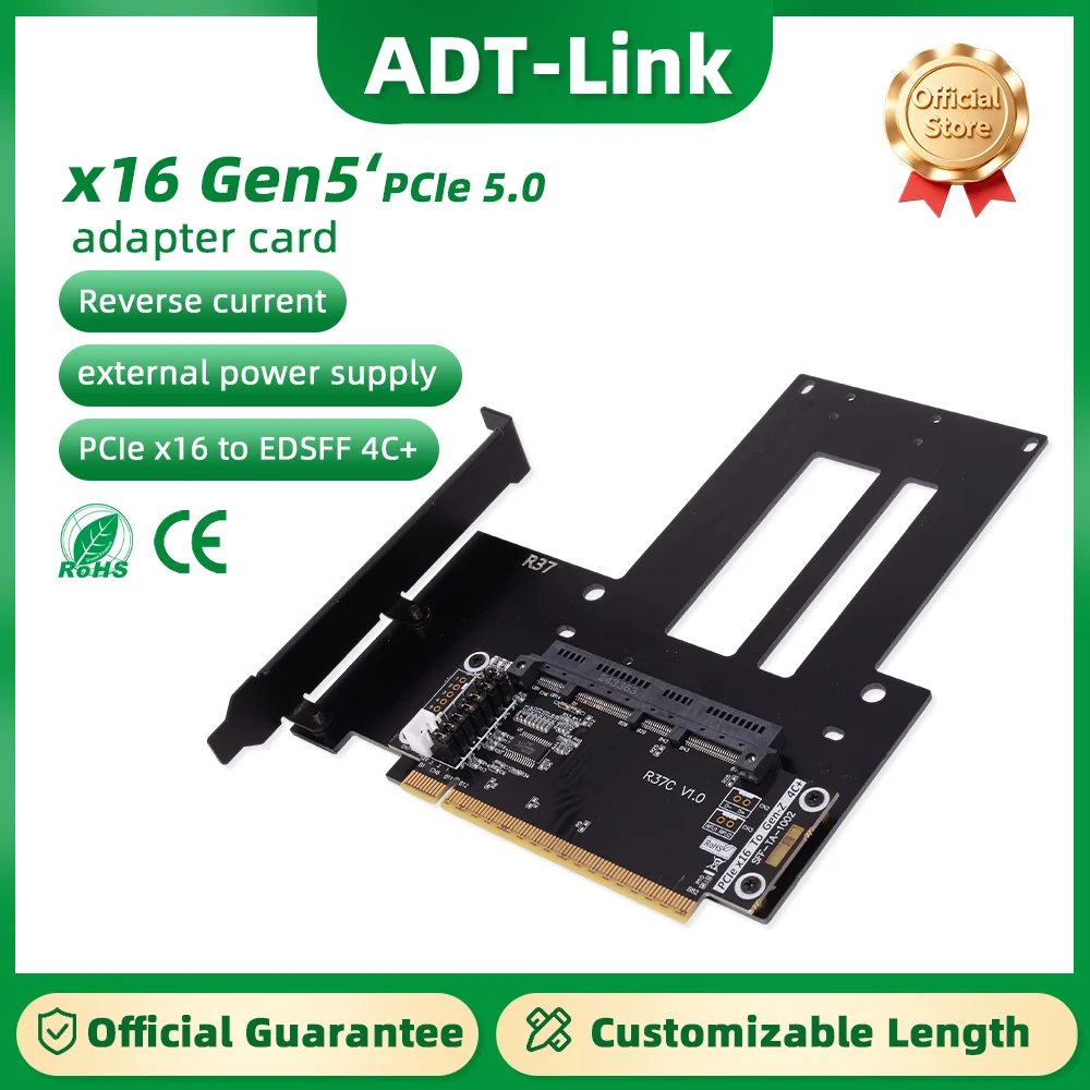 

ADT-Link 512 Гбит/с PCIE 5.0 GEN5 x16 к Gen-Z 4C+/SFF-TA-1002 Карта адаптера EDSFF EDSFF 4C Защитная карта для проверки высоты