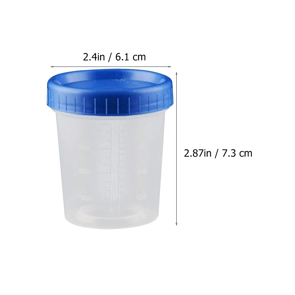 25 Pcs Liquid Measuring Cups Blue Lid 120ml Urine Sample Container Sampling Specimen Test