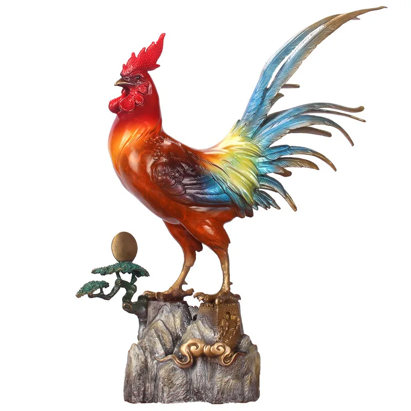 Copper chicken handicrafts ornaments, home living room office desktop handicrafts