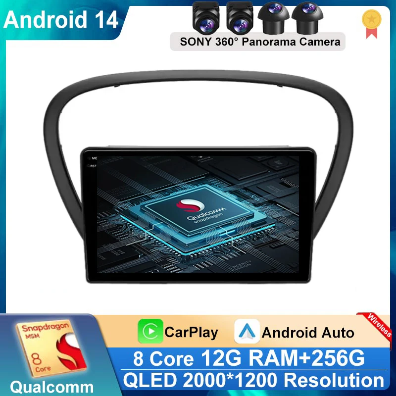 

9 inch Android 14 Carplay for Peugeot 607 2004 - 2010 Audio Stereo Car Radio Multimedia Player GPS Navigation WIFI BT DSP FM