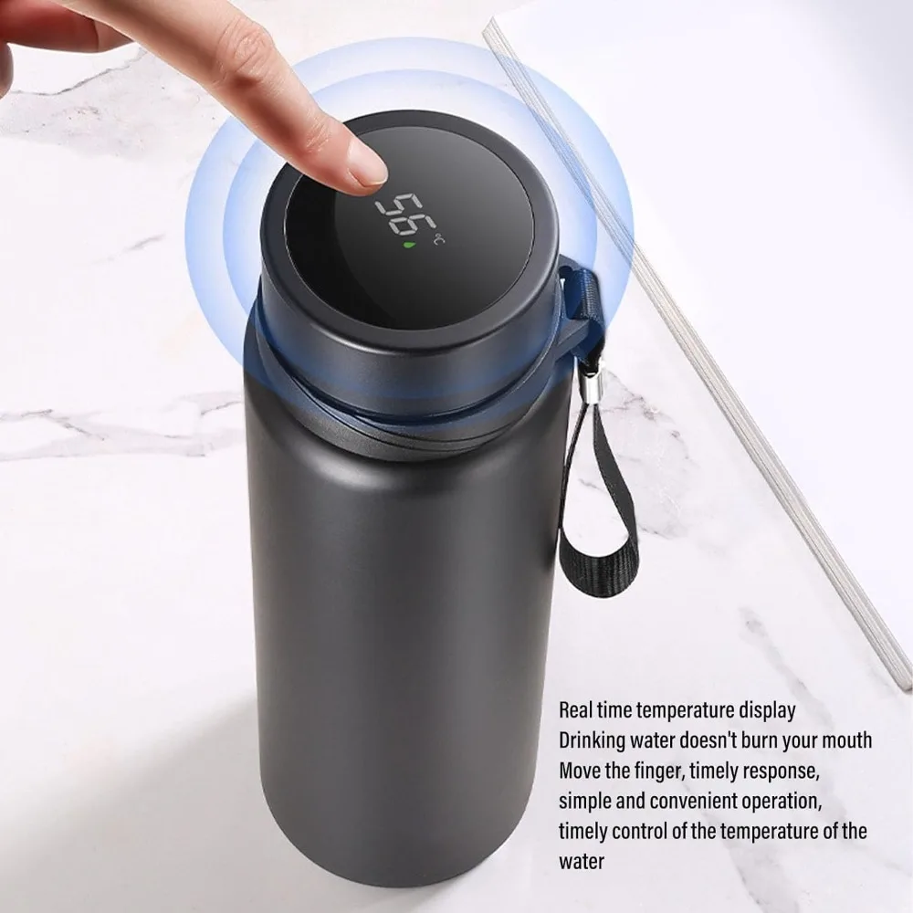 1000ml Stainless Steel Insulated Water Bottle Keeps Drinks Hot or Cold for Hours with Lid Intelligent Water Cup Drinkware