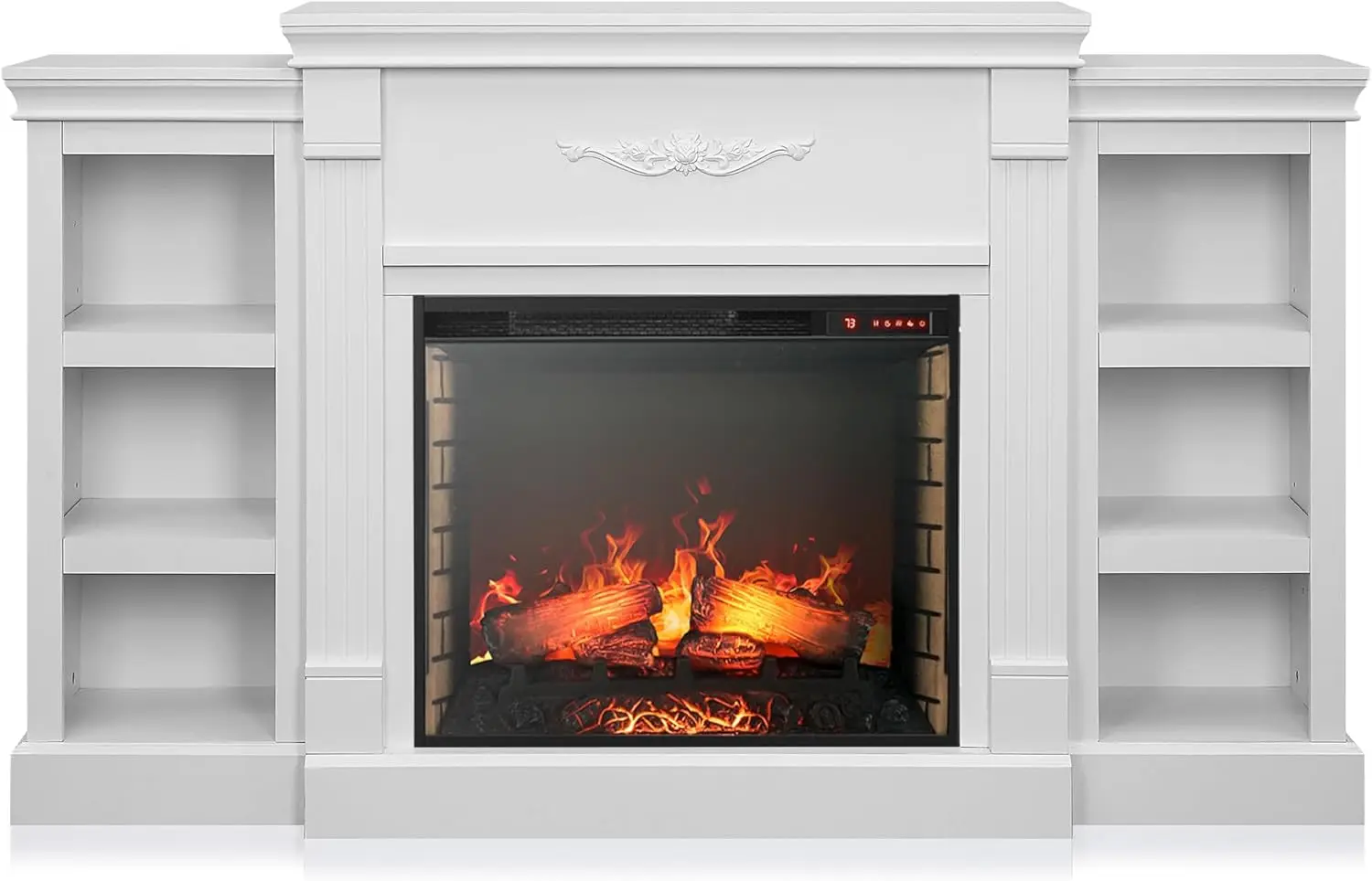 

Modern 70" Electric Fireplace Heater Mantel TV Stand & Media Entertainment Center for TVs up to 68" with Energy-Efficient Hea