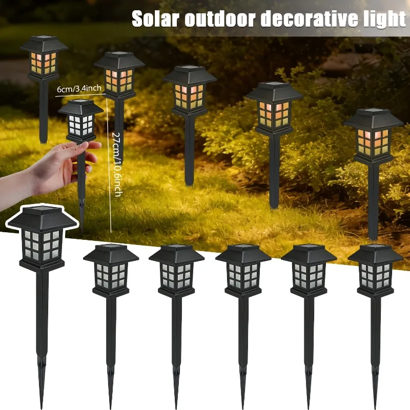 

1-8PCS Solar Mini Outdoor Light Vintage House Shape Warm Landscape Pathway Lamp for Garden Patio Lawn Yard