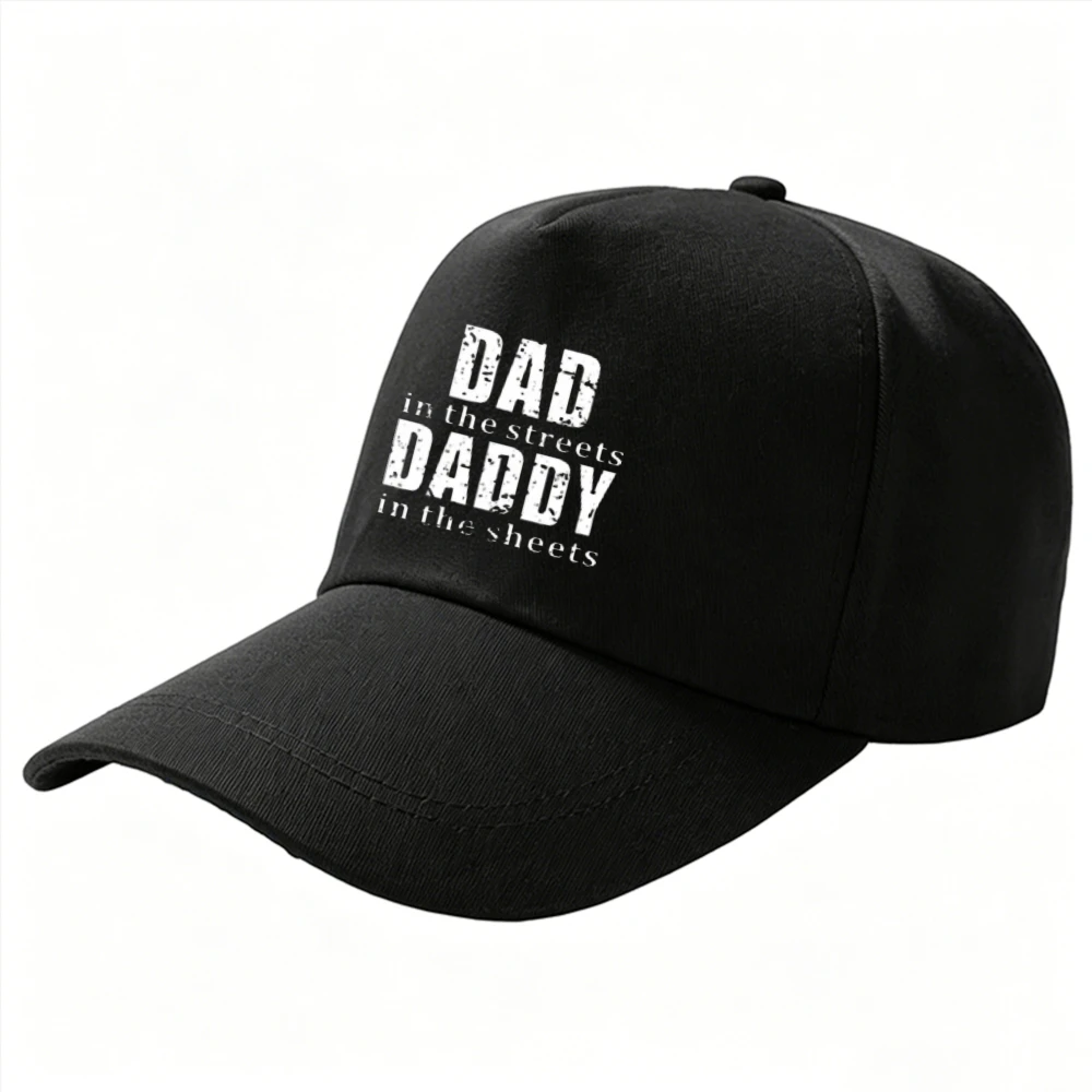 Distressed Letter Dad in The Streets Daddy in The Sheets Baseball Cap Funny Father Slogan Adjustable Dad Hat Daddy Gift Sun Hat
