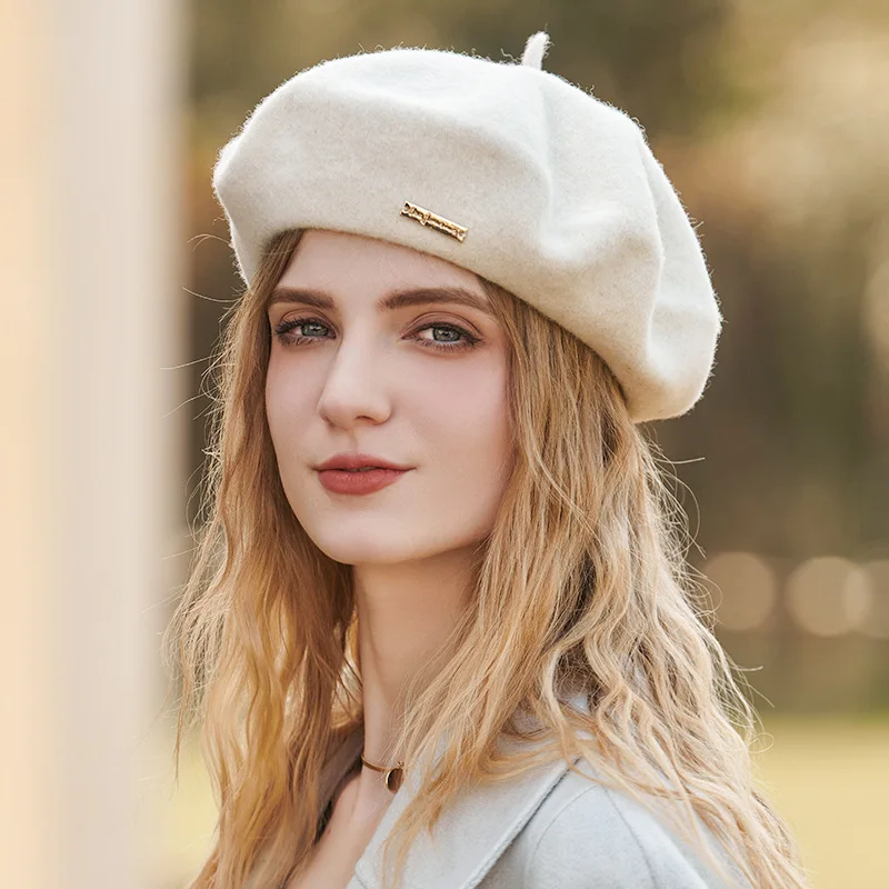 French Berets Woman Autumn Winter Hats For Girls Beanie High Quality Woolen Vintage Cap Black Painter Hat Female Felt Hat Berets