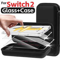 2in1 Glass + Case for Nintendo Switch 2 Easy Installation Screen Protector Tempered Glass Film Storage Bag Set for Switch2 Cover