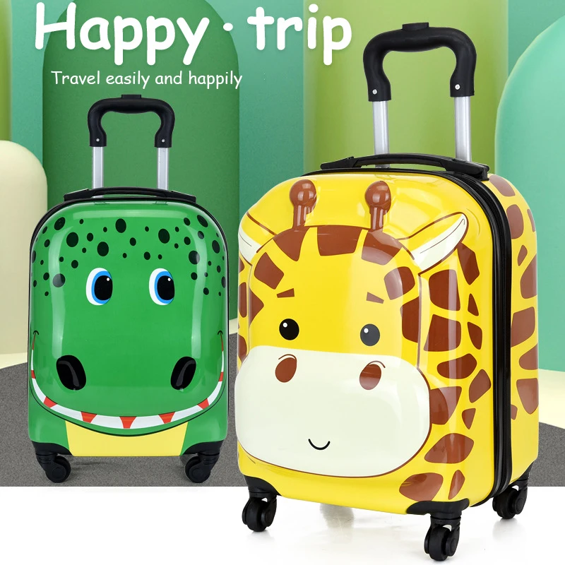 Kids Luggage Scooter Lightweight Travel Bag Fashion Cartoon Password Zipper Rolling Luggage Trolley Case 18'' Travel Suitcase