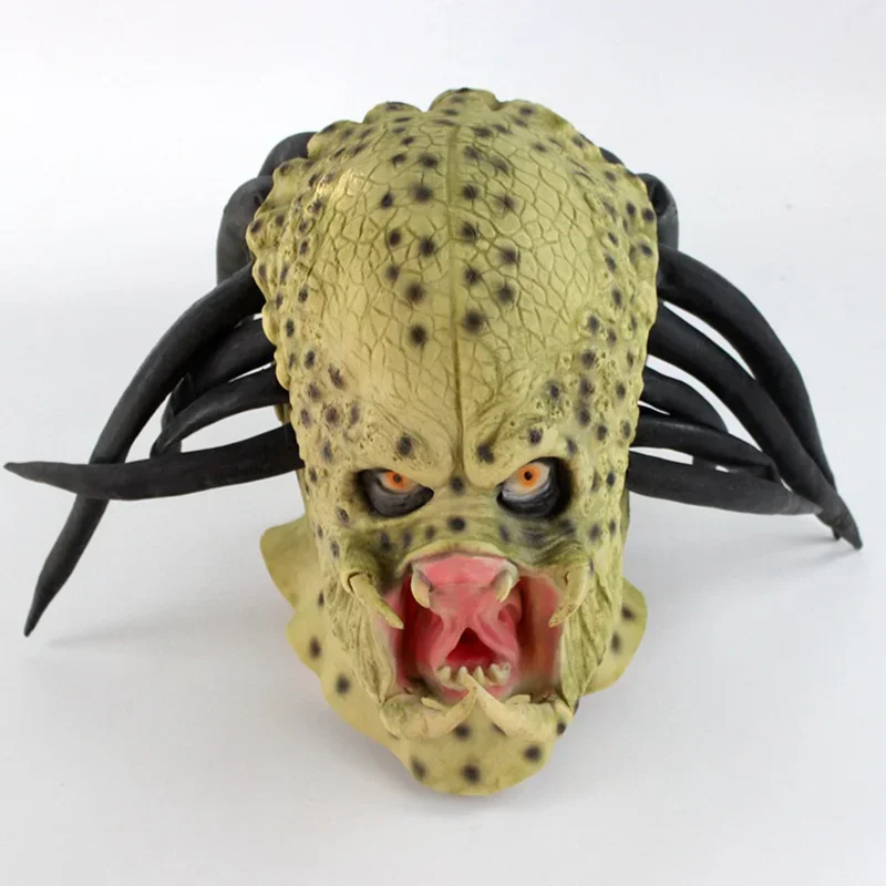 Latex Movie Alien Predator Cosplay Mask Costume Helmet Props Adult Antenna Halloween Party Horror Full Face Head Mask toys