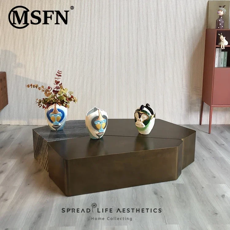 Creative Fashion Marble Metal Stitching Coffee  Living Room