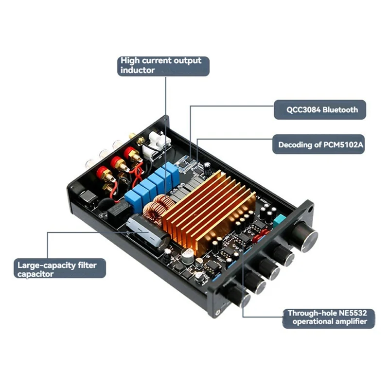 

B48A D231 Bluetooth Power Amplifier Board High-Power 2.1-Channel Dual TPA3223 Chip 200Wx 2/4Ω+400W/2Ω Digital Audio Amplifier