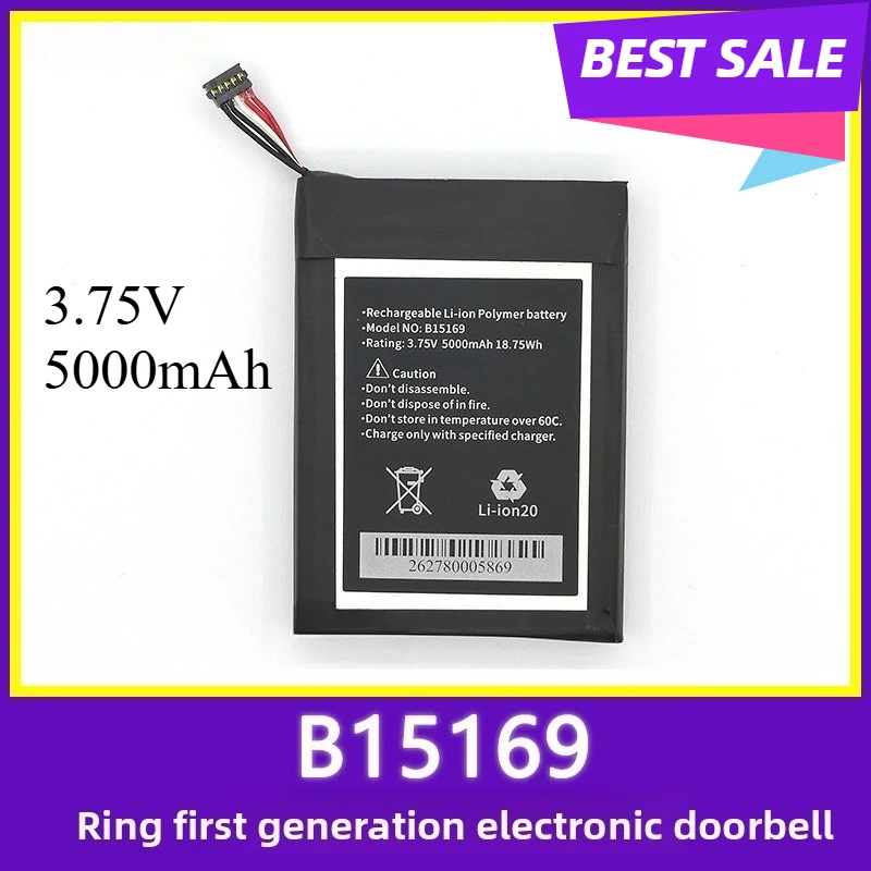 Applicable to B15169 battery Ring 1st generation electronic access control doorbell peephole 5000mAh 18.75Wh