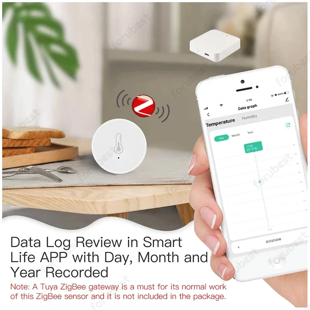 Tuya Smart Home ZigBee Temperature and Humidity Sensor Battery Included App Remote Monitoring Work with Alexa Google ZigBee2mqtt