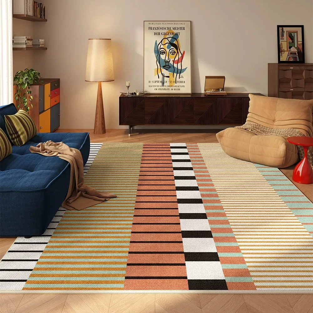 Living Room Carpet Stain-resistant Wear-resistant Floor Mat Retro Geometric Pattern Rug Large Size Home Decoration Rugs Alfombra