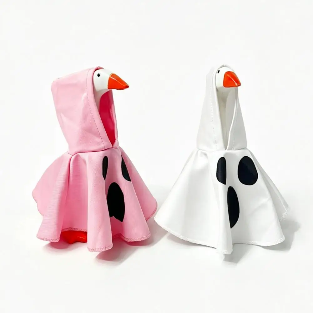 Halloween Goose Costume Halloween Desk Goose Costume Set Witch Cape Pointed Hat Ghost Hoodie for 7-inch Goose Statue Holiday