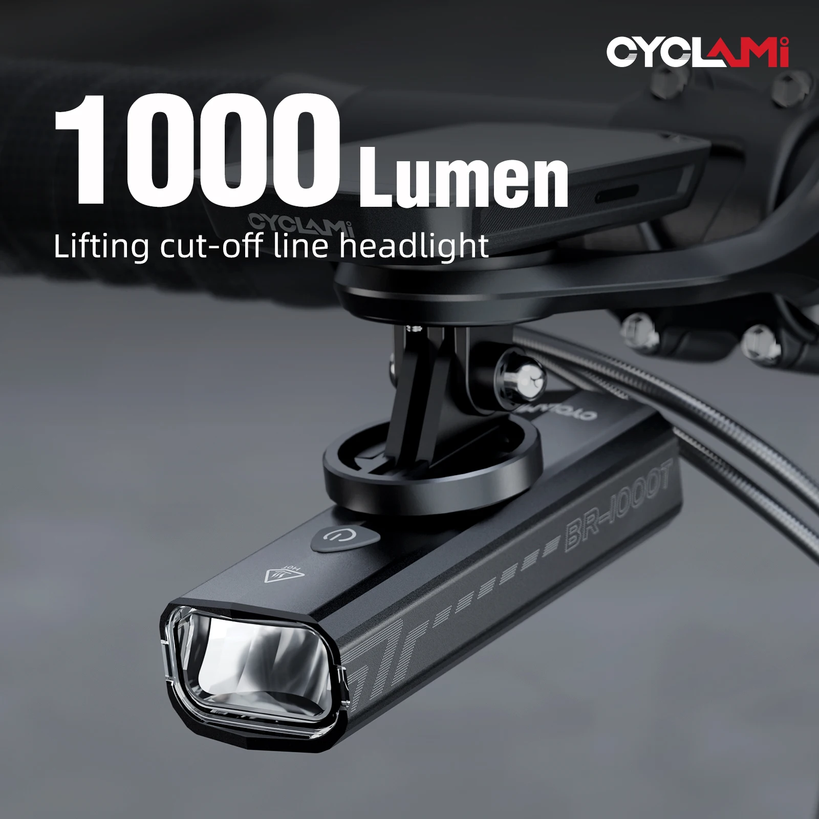 CYCLAMI Bike Front Light IPX6 Type-C Rechargeable Aluminum Bicycle Hanging Light 1000LM Headlight LED Flashlight