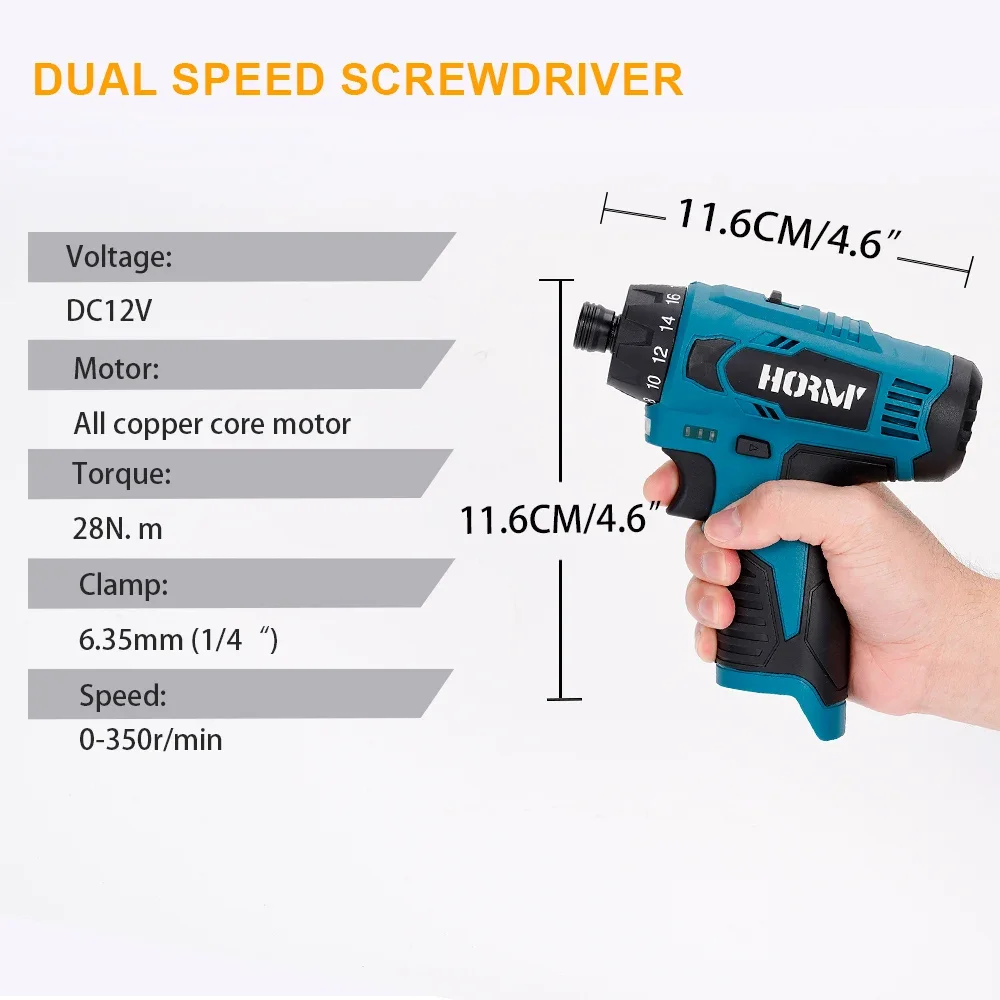 28N.m 12V Cordless Electric Screwdriver Driver 1/4\'\' Wireless Hand Drill Driver 2 Gear Speed Power Tool For Bosch 12V Battery