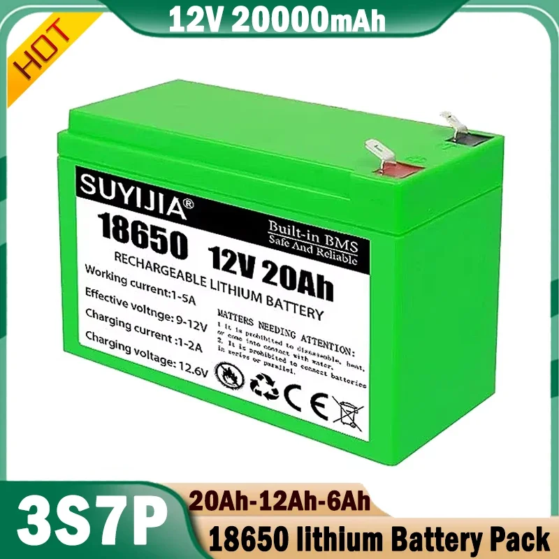 Best Selling 12V 20AH 18650 3S7P Built-in High Current 20A Rechargeable Lithium Battery Pack for Electric Vehicle Spray Battery