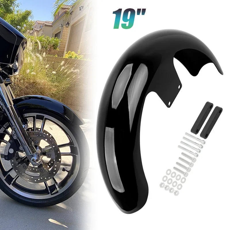 

Motorcycle 19" Wrap Front Fender Bright Black For Harley Touring Road King Electra Glide Street Road King Glide Ultra