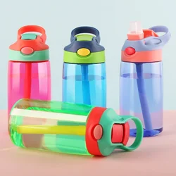 480ml Water Bottle With Straw Kids Girls Portable Travel Bottles Gym Sports Fitness Cup Summer Cold Water Juice Drinking Bottle