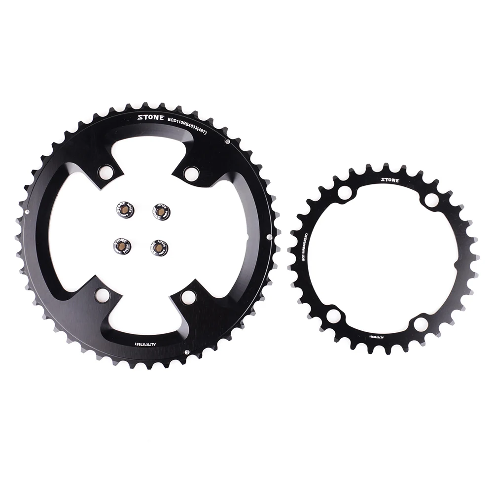 STONE Alloy Double Chainring BCD 110mm 4 Bolts 46T 32T 48T 33T 50T 34T 54T for R7000 R8000 R9100 Road Bike Chainwheel Chain Ring