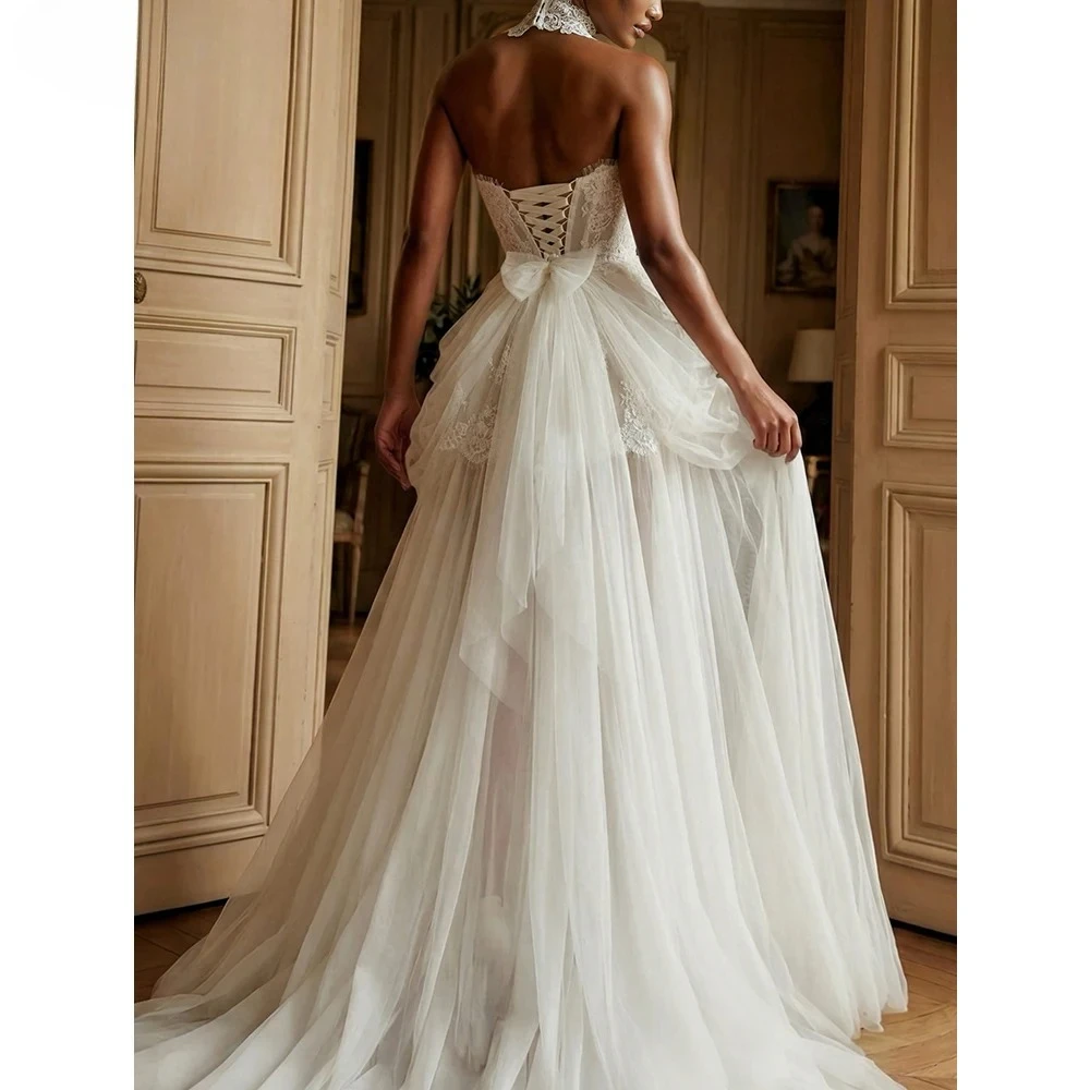 Customized  2 Piece Luxury Wedding Dresses 2026 Strapless Ivory Bride with Train Lace Bridal Gowns Vestidos for Formal Ceremony