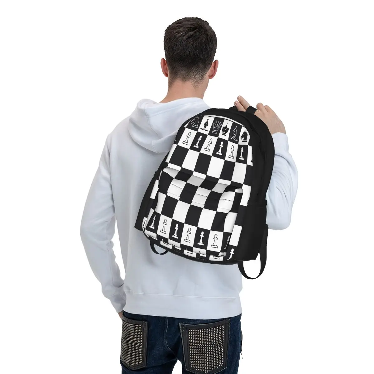 Chess Board 2023 Men\'s and Women\'s School Bag Backpack Leisure Travel Bag Korean Version Camping Fishing Backpack