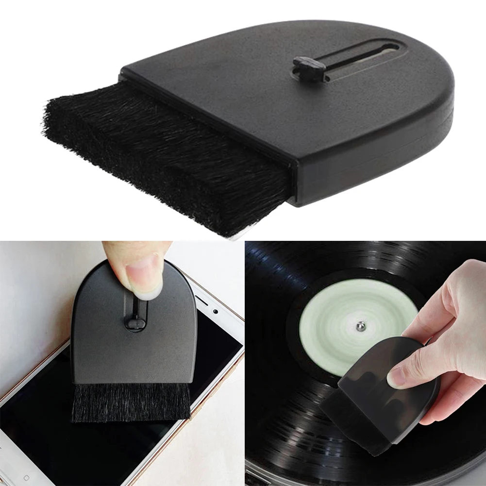 Wool Vinyl Record Cleaner Brush Anti-Static LP Cleaning Brush Retractable Vinyl Record Cleaner for Vinyl Albums LP CD Cartridge