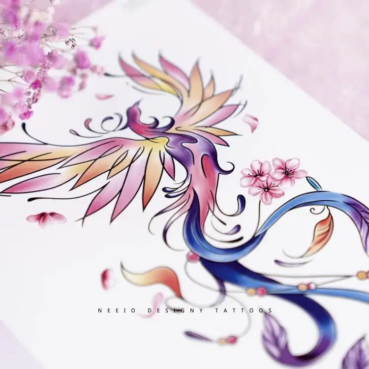 Lasting Phoenix Fake Tattoo for Woman Arm Sexy Art Tattoo Sticker Cartoon Temporary Tattoos Waterproof Tatuajes Temporales