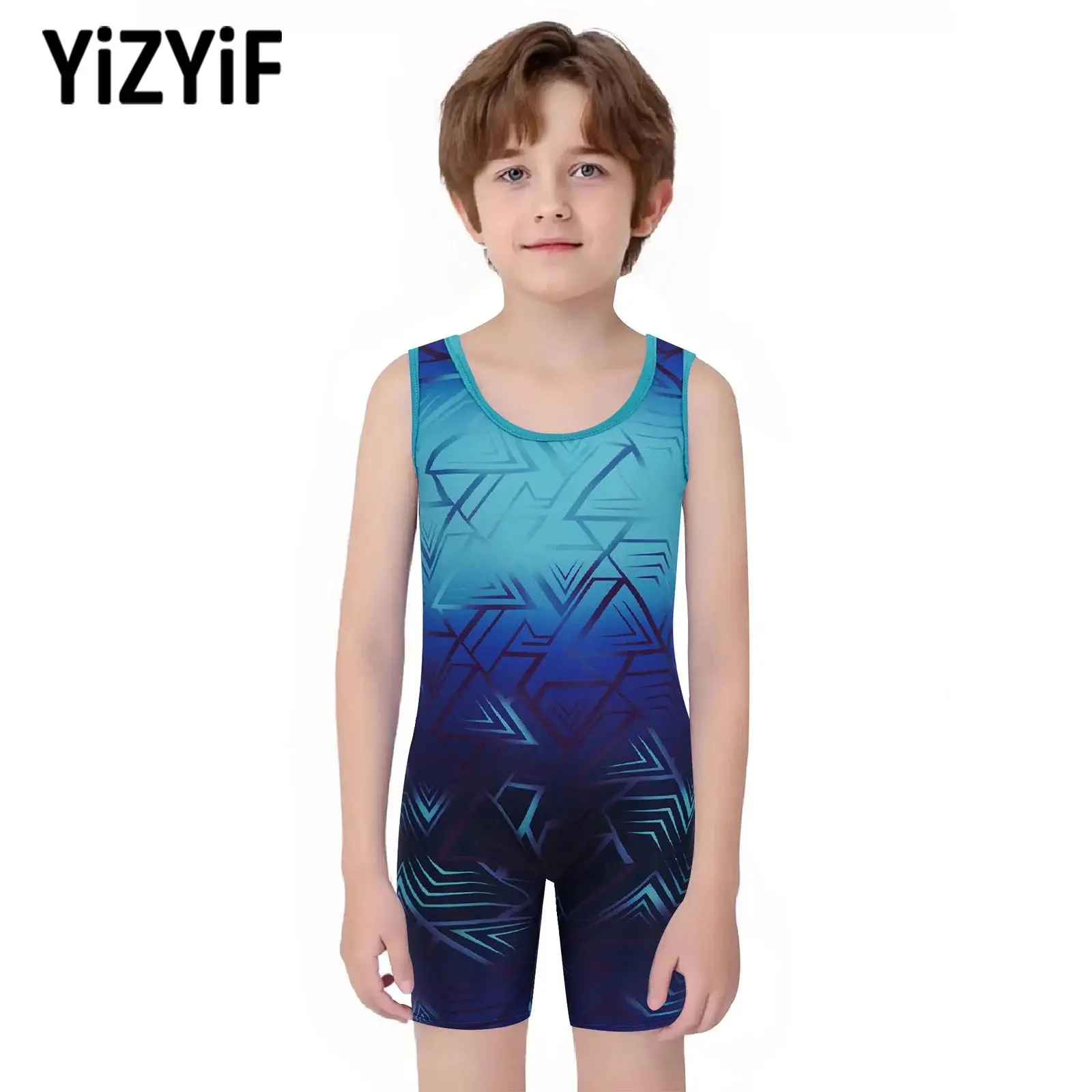 

Kids Sportswear Boys Running Cycling Workout Clothes Suits Breathable Stylish Printed Wrestling Singlet Sleeveless Bodysuits