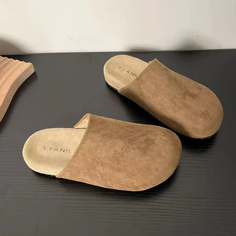

Flats Women Mules Shoes Fashion Suede Sandals Slingback Slippers 2025 Autumn Walking Flip Flops New Brand Cozy Mujer Flip Flops