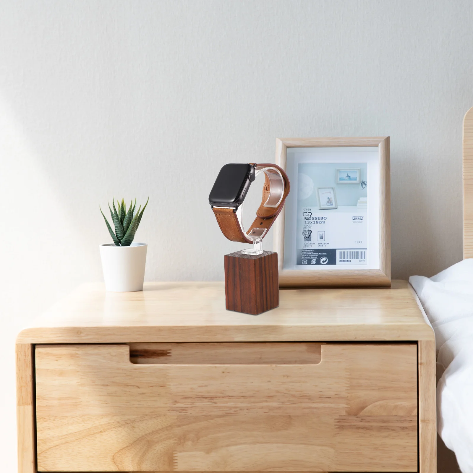 

Solid Wood Watch Stand Display Rack Home Decor Jewelry Showcase Holder Durable Square Storage Solution Charging Protection