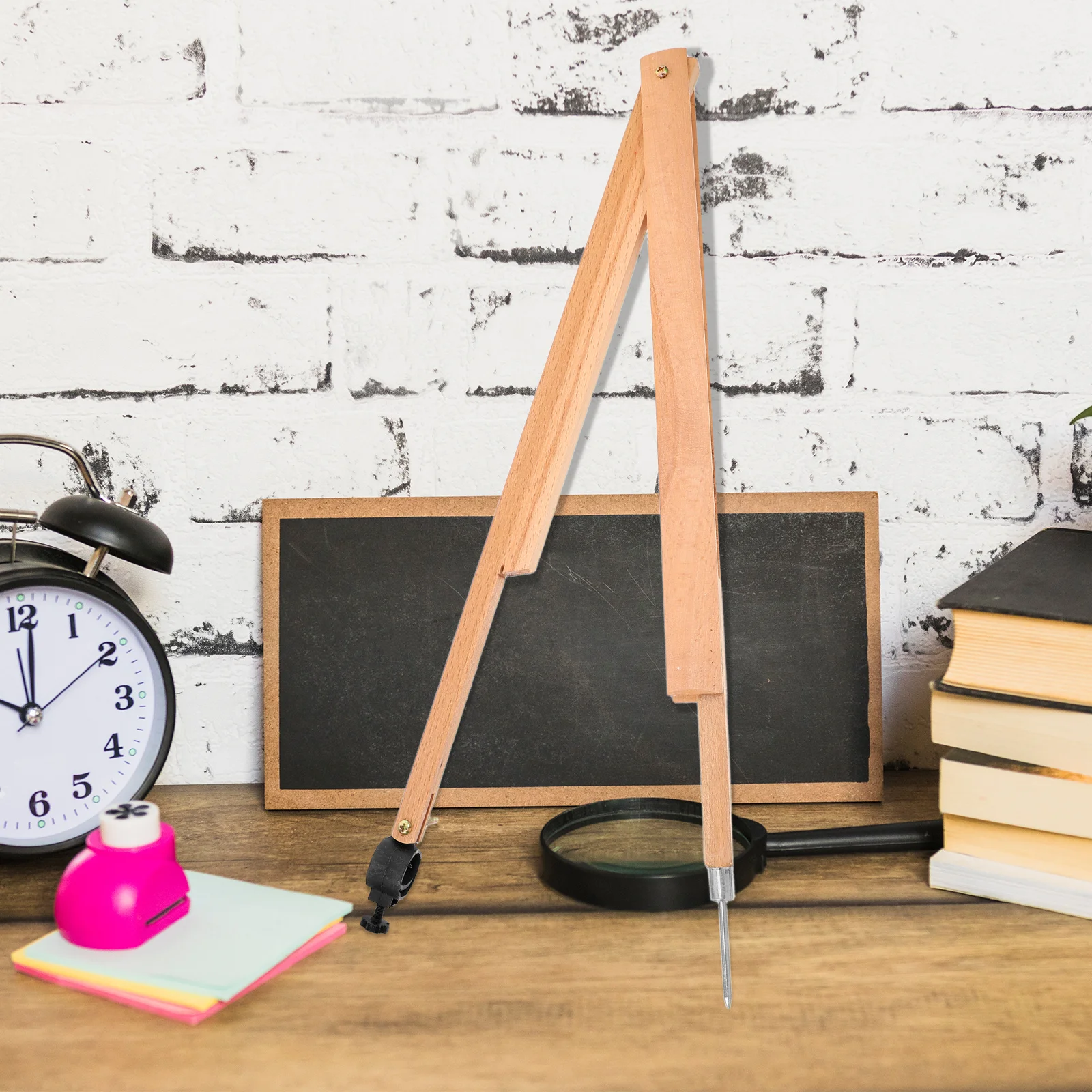 بوصلة رسم خشبية باللون البيج، حامل علامة الطباشير الدقيق، مشبك السبورة، أداة تعليم الرياضيات، استخدام الطلاب في الفصول الدراسية #6