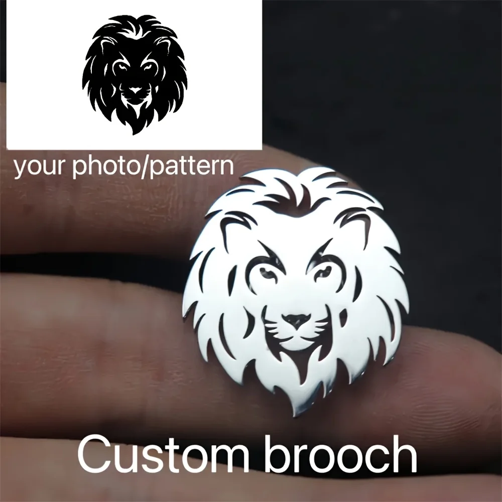 Custom Personalized Logo Brooch Support Hand Draw Picture Name Brooch Customized Stainless Steel Picture Stainless Steel Pins